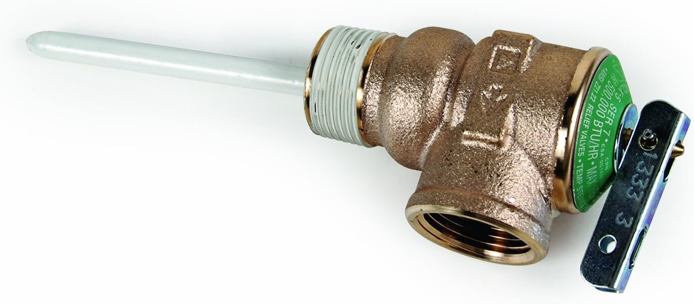 Camco Leaf-Free Automatic Temperature & Pressure Relief Valve With Extension, 3/4-In NPT x 4-In