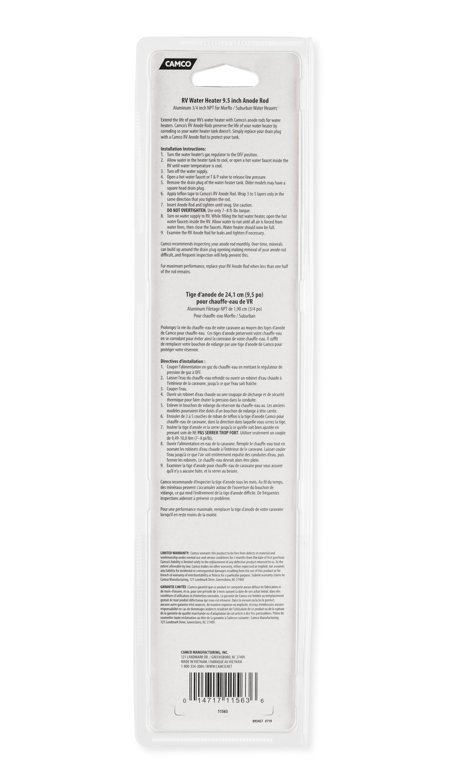 Aluminum Anode Rod, 3/4-In