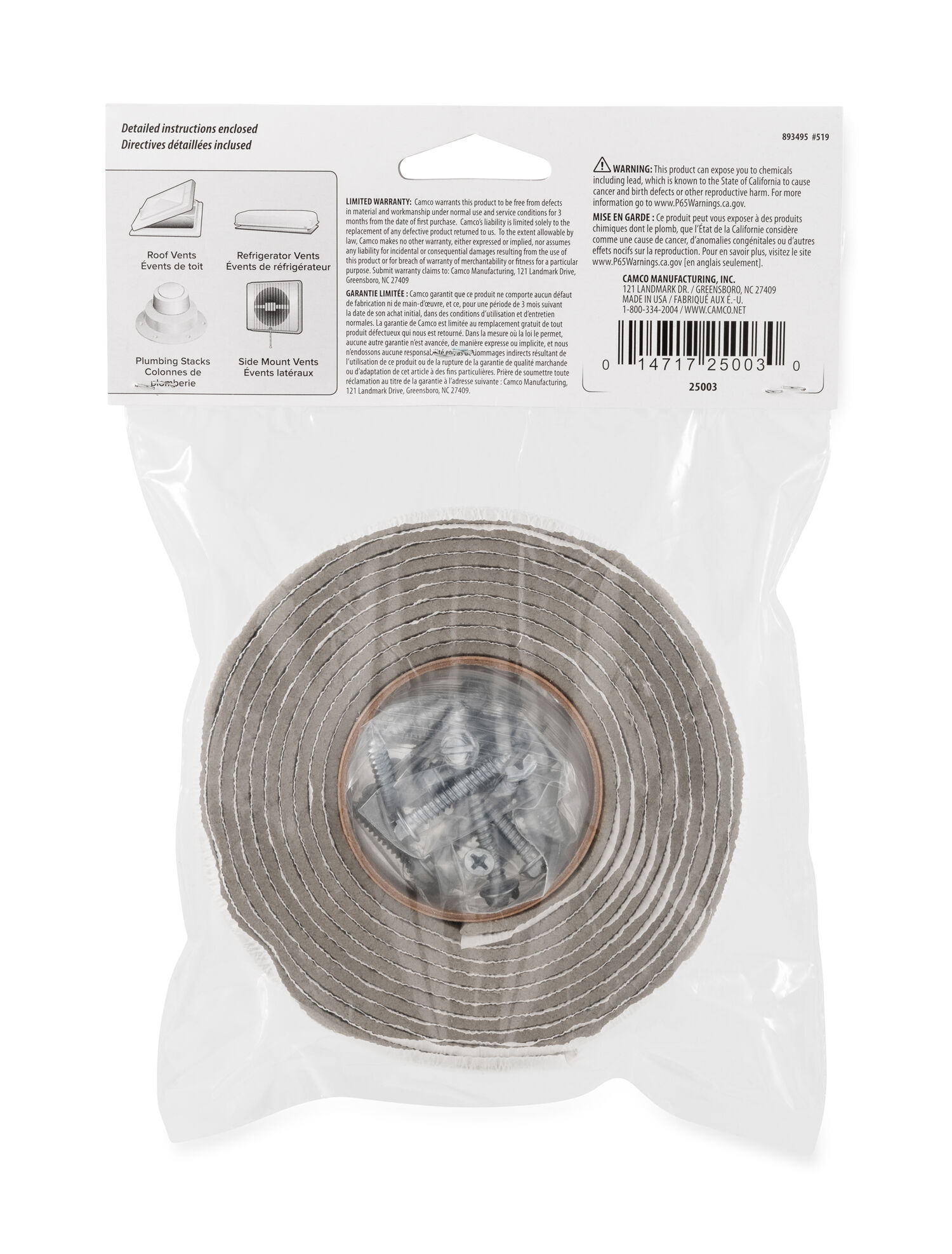 Universal Vent Installation Kit with Putty Tape 