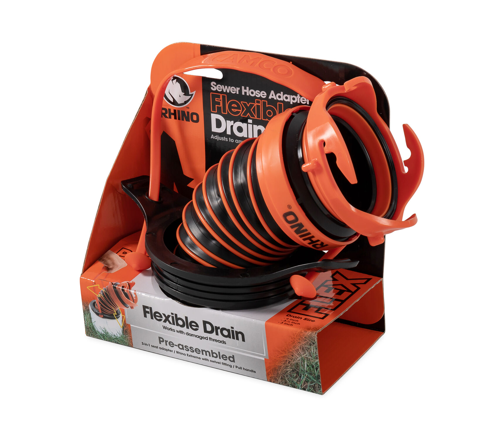 Sewer Hose Seal, Flexible 3-in-1 w/RhinoEXTREME and Handle