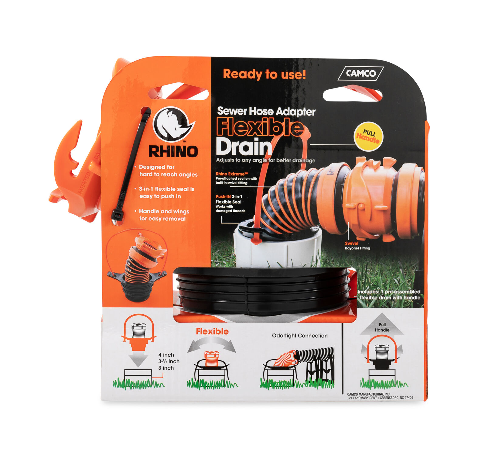 Sewer Hose Seal, Flexible 3-in-1 w/RhinoEXTREME and Handle