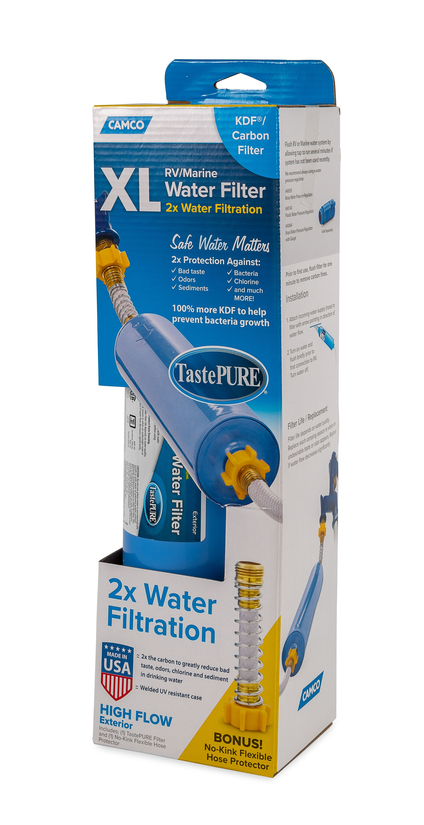 TastePURE XL Water Filter (KDF)w/Flexible Hose Protector