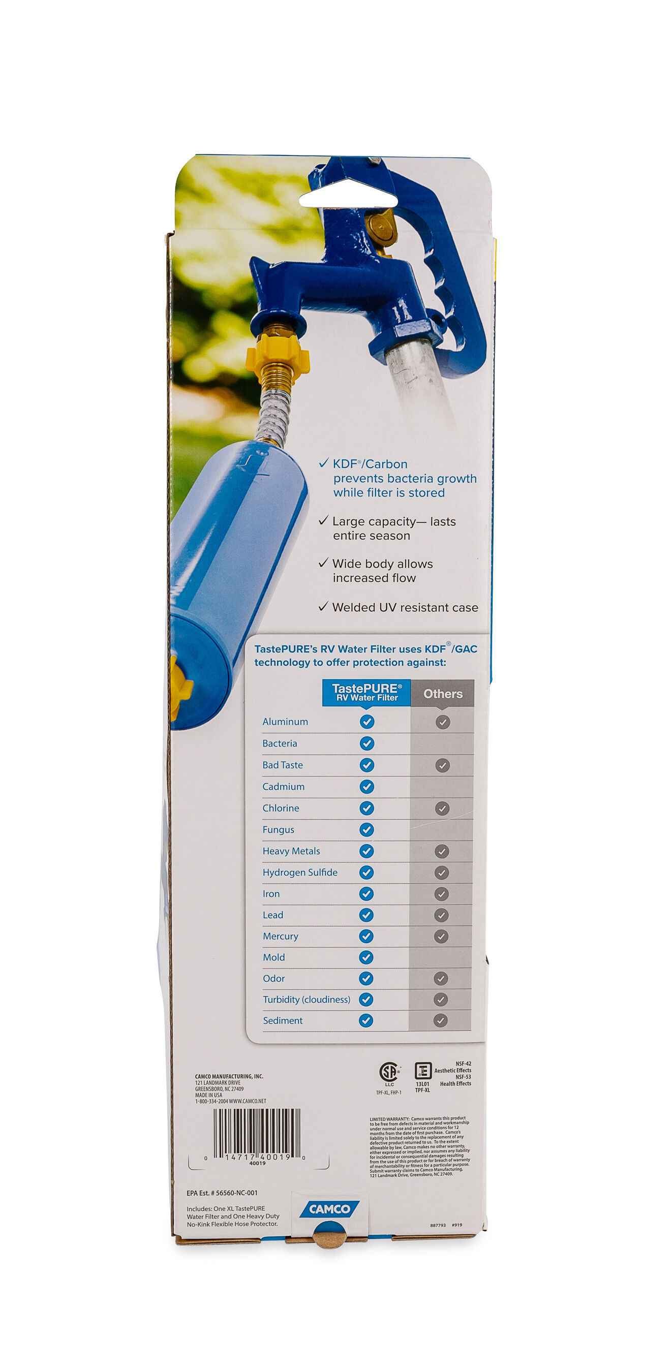 TastePURE XL Water Filter (KDF)w/Flexible Hose Protector