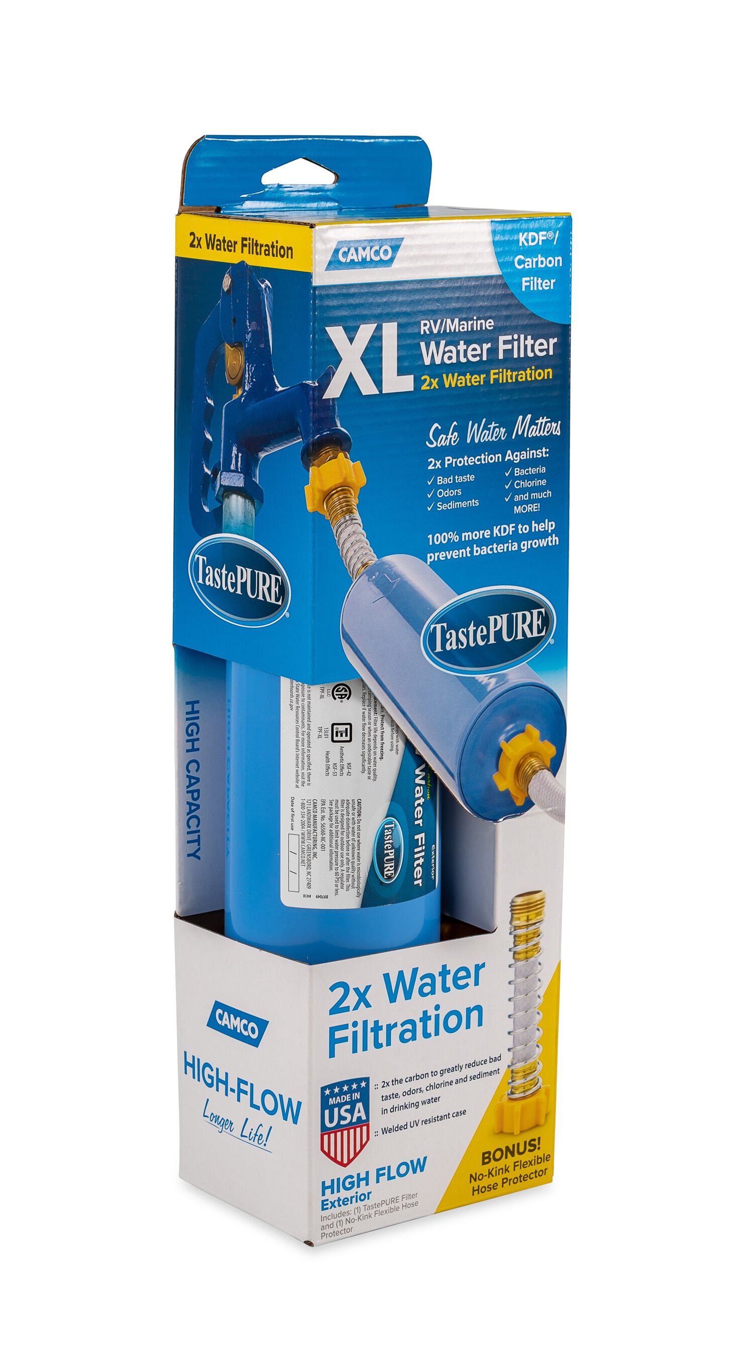 TastePURE XL Water Filter (KDF)w/Flexible Hose Protector