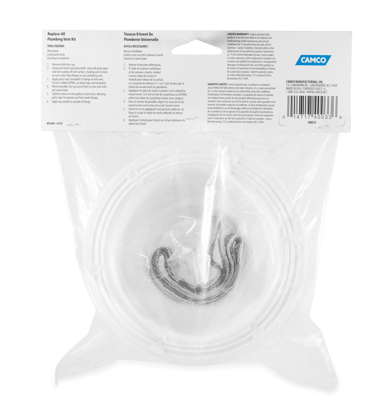 Replace All Plumbing Vent Kit Polar White 