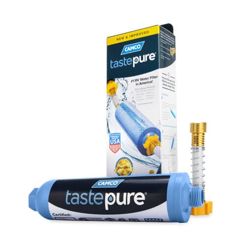 Camco TastePure RV Water Filter with Flexible Hose Protector