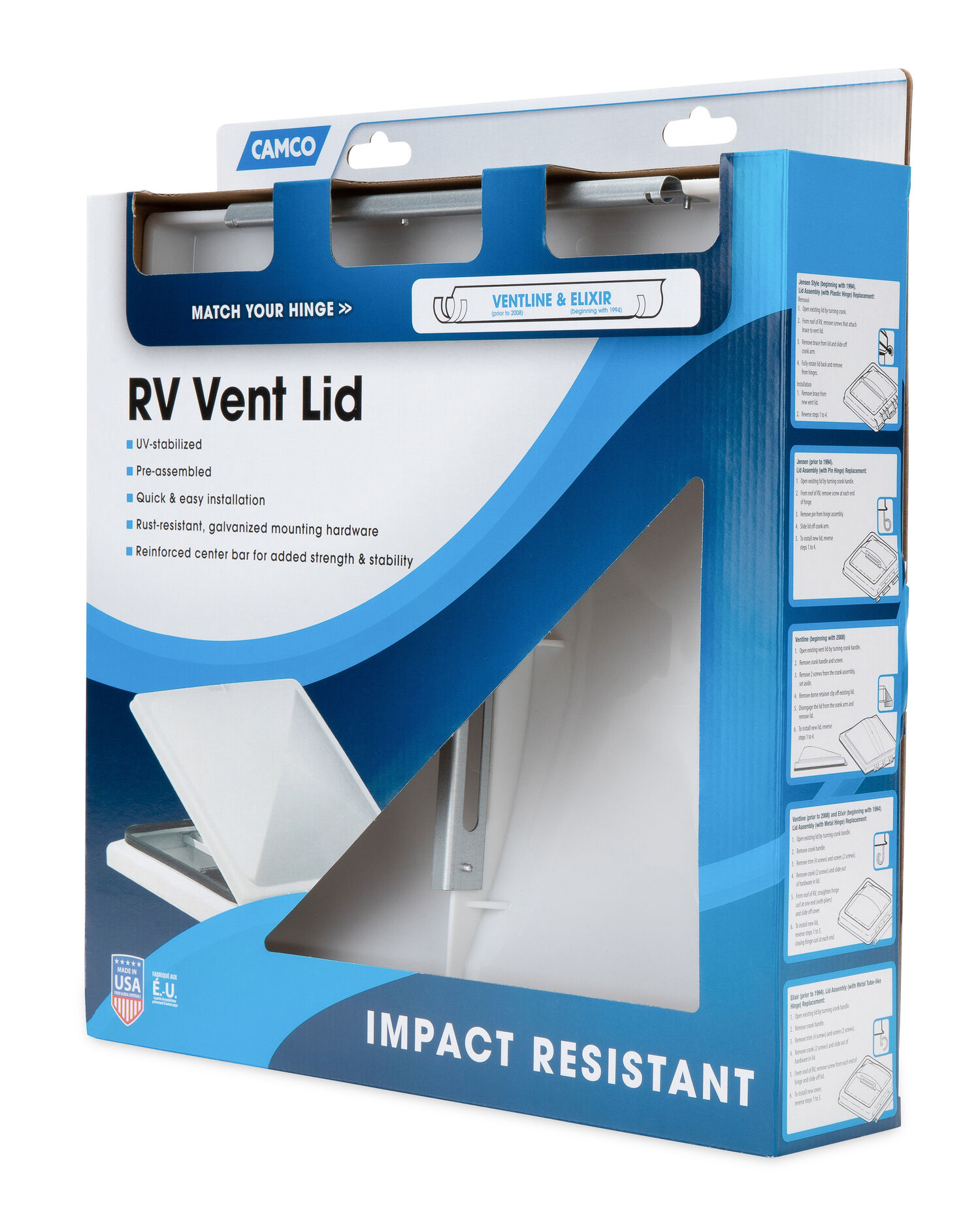 Camco Ventline/Elixir White RV Vent Lid, 14-In x 14-In