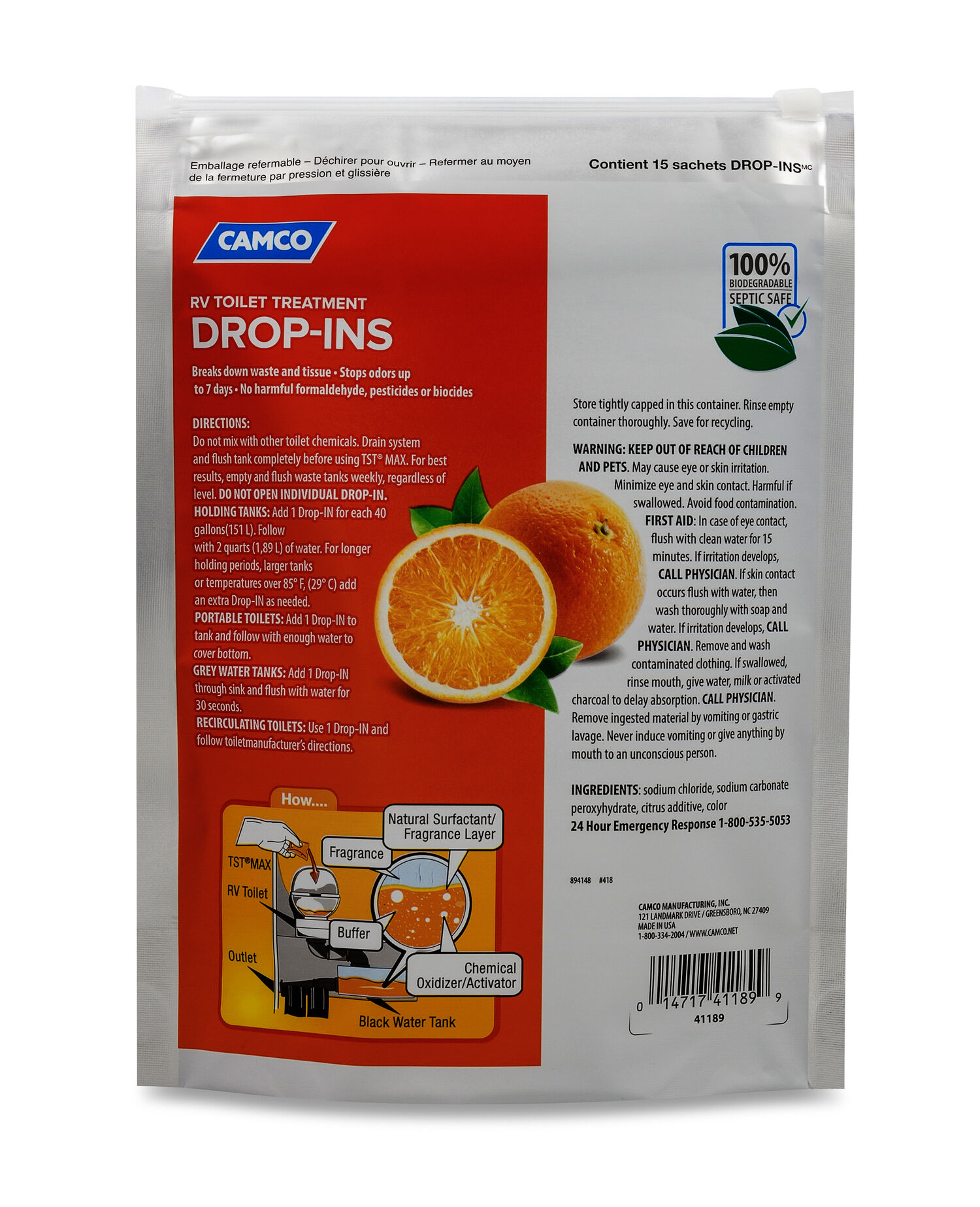RV Toilet Treatment TST Drop-Ins in Orange, 15-Ct