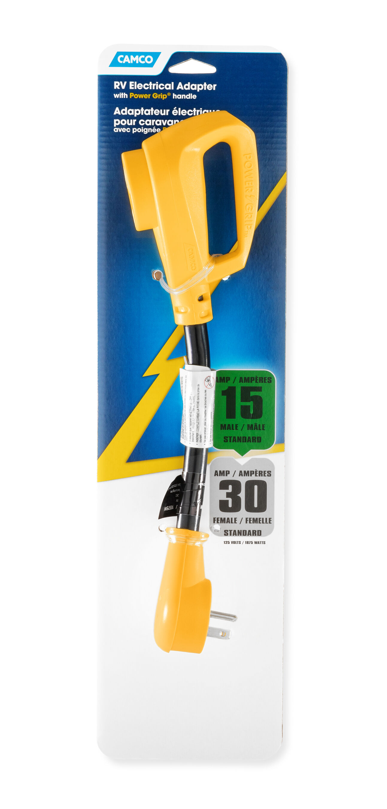 Camco Power Grip Dogbone 15-Am/30-AF, 12-In