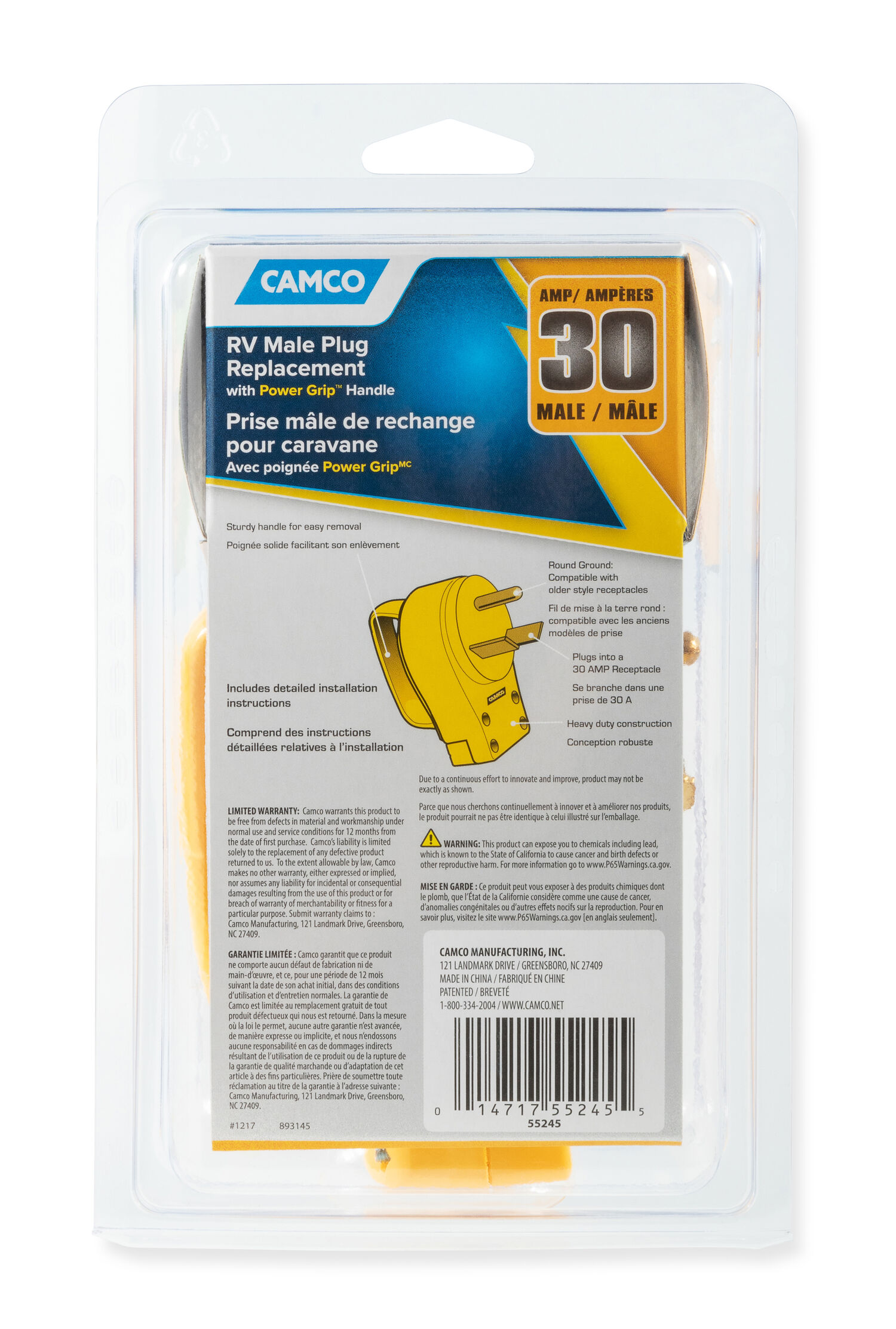 Plug Male Repl 30A 125V/3750W