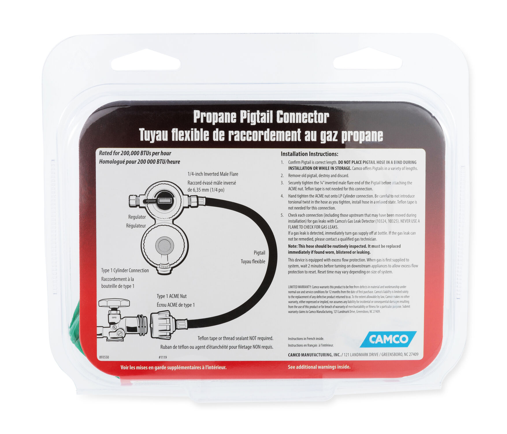 PigTail Propane Hose,12-In