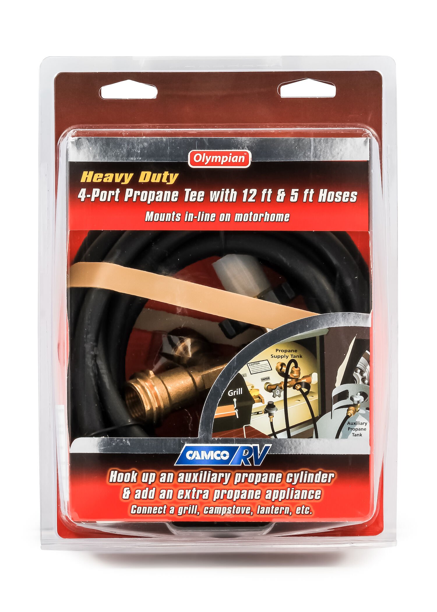 4 Port Brass Tee w/5-Ft & 12-Ft Extension Hoses