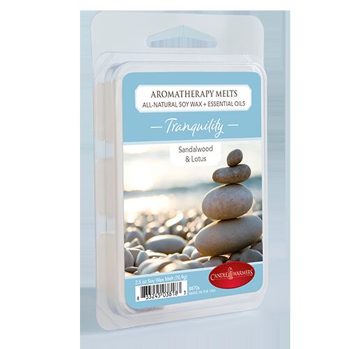 2.5 Oz Aromatherapy Scented Wax Melts, Tranquility With Sandalwood & Lotus Essential Oils