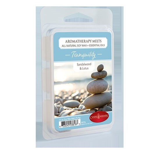 2.5 Oz Aromatherapy Scented Wax Melts, Tranquility With Sandalwood & Lotus Essential Oils