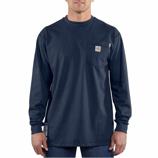 Men's Force® Flame-Resistant Cotton Long-Sleeve T-Shirt in Navy