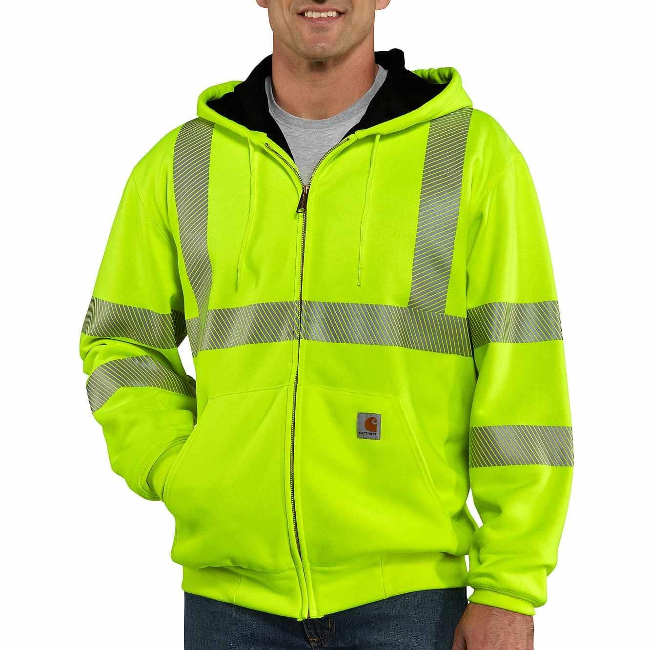 High-Visibility Zip-Front Class 3 Thermal-Lined Sweatshirt