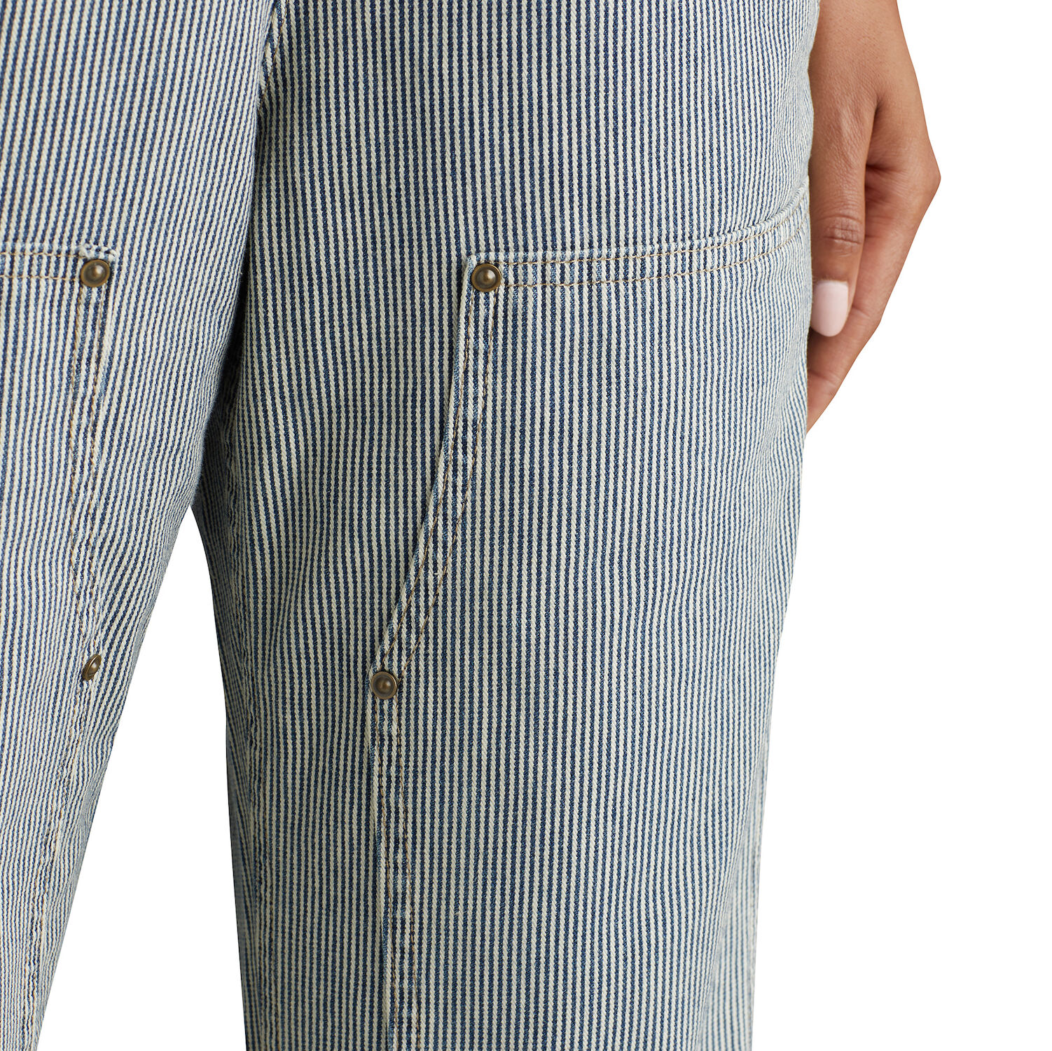 Carhartt Women's Relaxed Fit Denim Railroad Stripe Bib Overall in Railroad Stripe