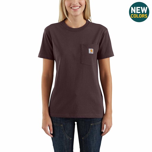Carhartt Women's K87 Workwear Pocket Short Sleeve T-shirt in Deep Wine