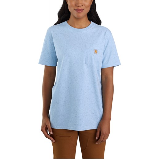 Carhartt Women's Loose Fit Heavyweight Short-Sleeve Pocket T-Shirt in Powder Blue Nep