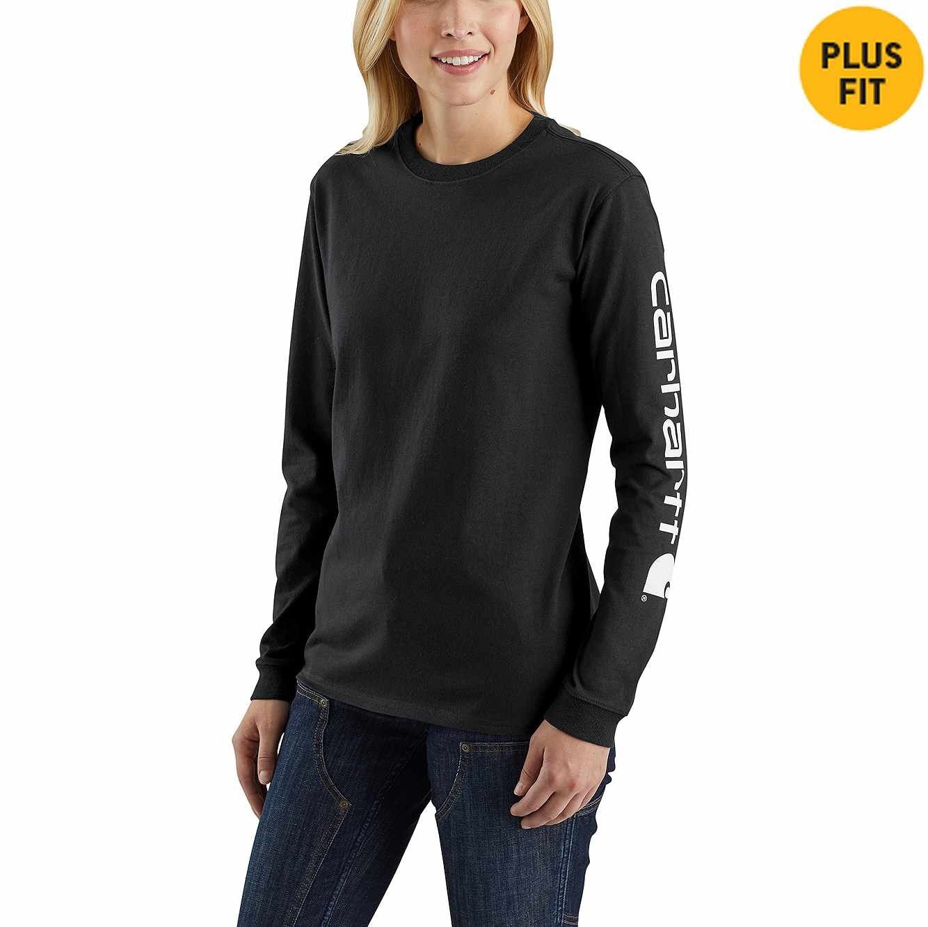 Carhartt Women's Loose Fit Heavyweight Long Sleeve Logo Sleeve Graphic T-Shirt