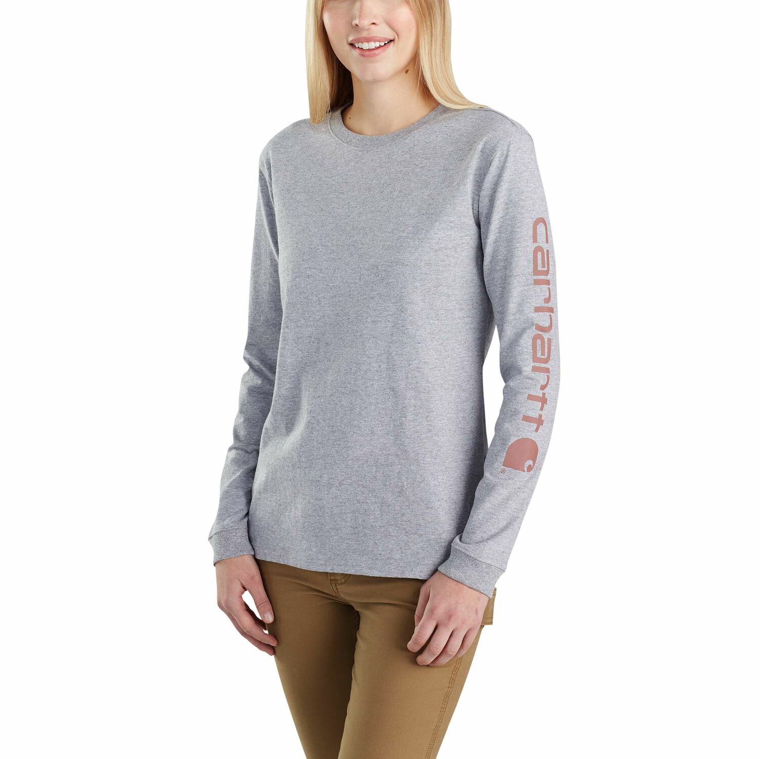 Carhartt Women's Loose Fit Heavyweight Long Sleeve Logo Sleeve Graphic T-Shirt