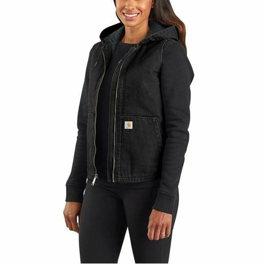 Carhartt Women's Washed Duck Insulated Mock Neck Vest in Black