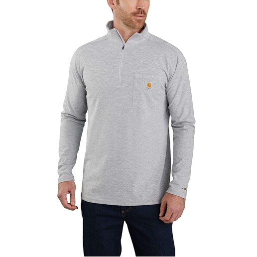 Men's Force® Long-Sleeve Quarter-Zip Pocket T-Shirt in Heather Gray