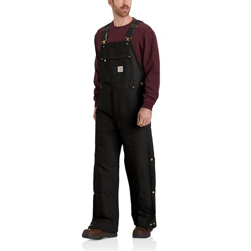 Carhartt Men's Loose Fit Firm Duck Insulated Bib Overall in Black