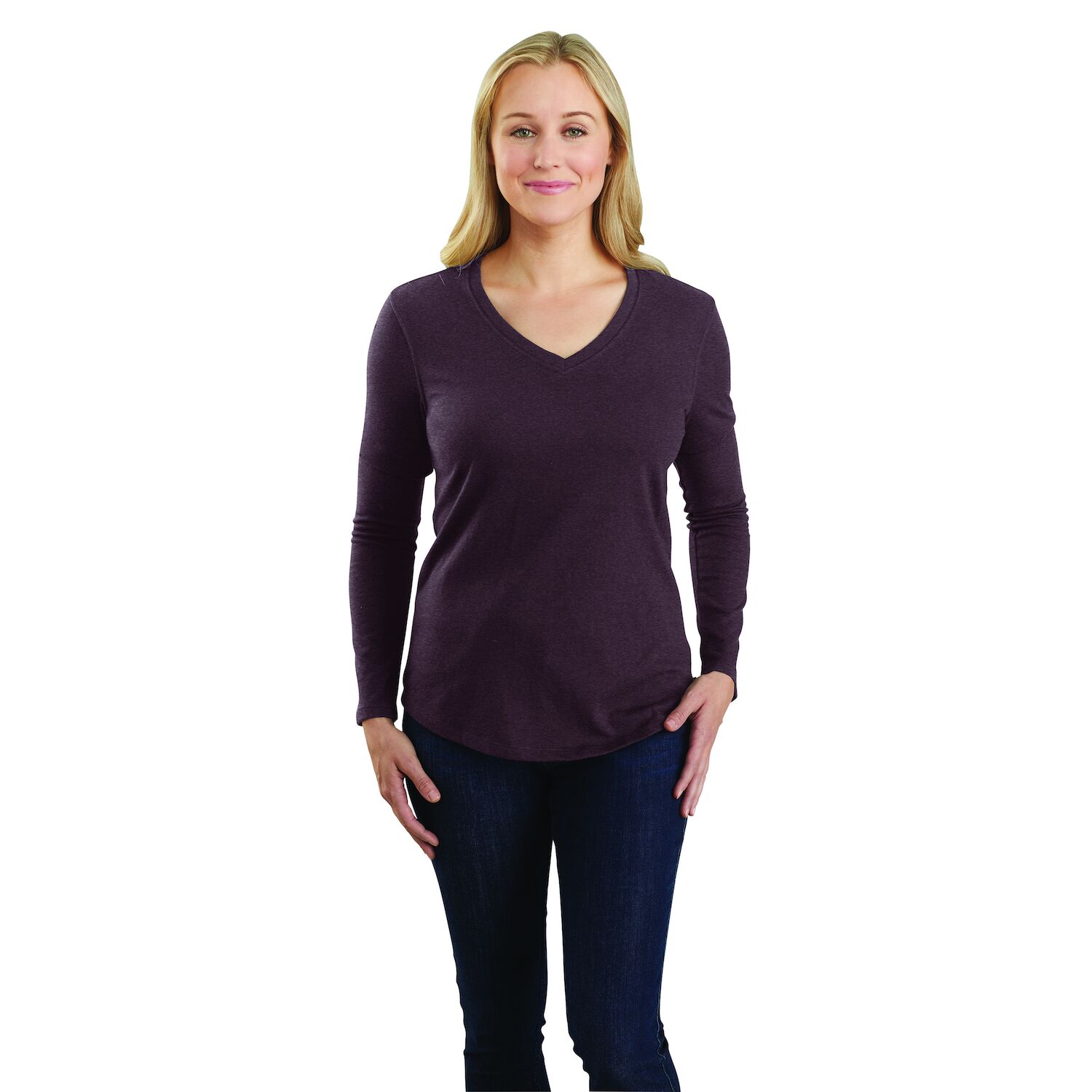 Carhartt Women's Relaxed Fit Midweight V neck Shirt in Blackberry