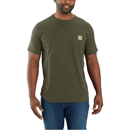 Men's Force® Relaxed Fit Midweight Short-Sleeve Pocket T-Shirt in Light Huron Heather