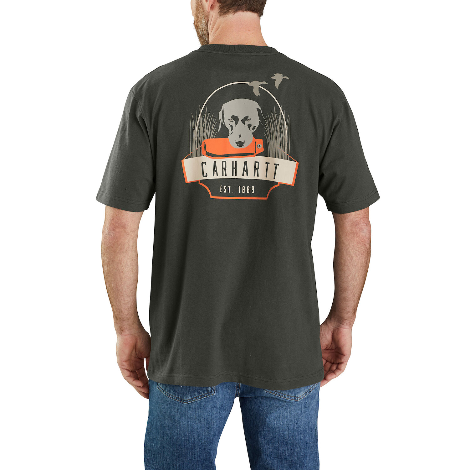 Carhartt Men's Loose Fit Heavyweight Short-Sleeve Pocket Dog Graphic T-Shirt