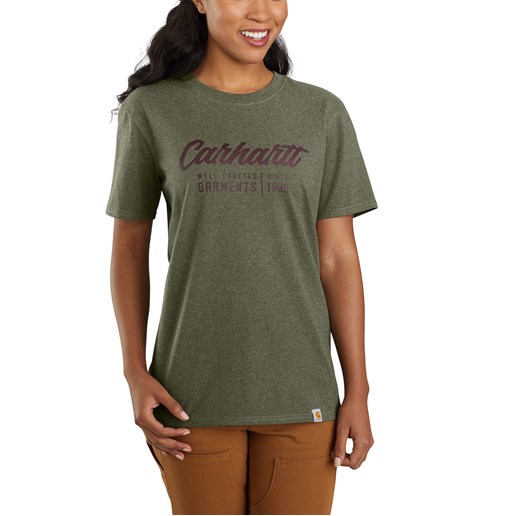 Carhartt Women's Loose Fit Heavyweight Short-Sleeve Crafted Graphic T-Shirt in Basil Heather