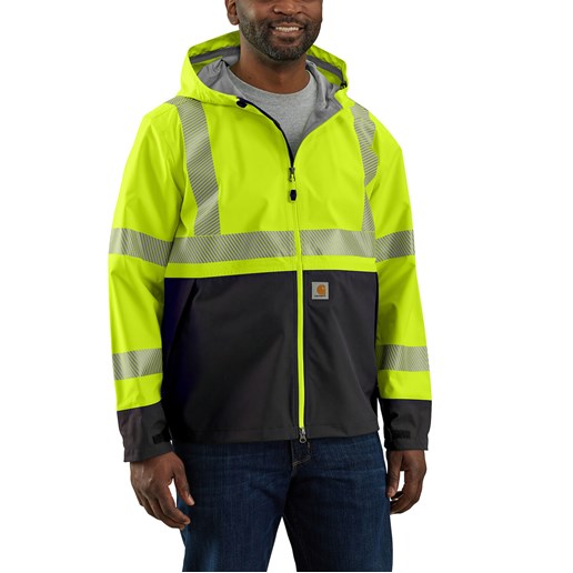 Carhartt Men's High-Visibility Storm Defender® Loose Fit Light weight Class 3 Jacket in Brite Lime