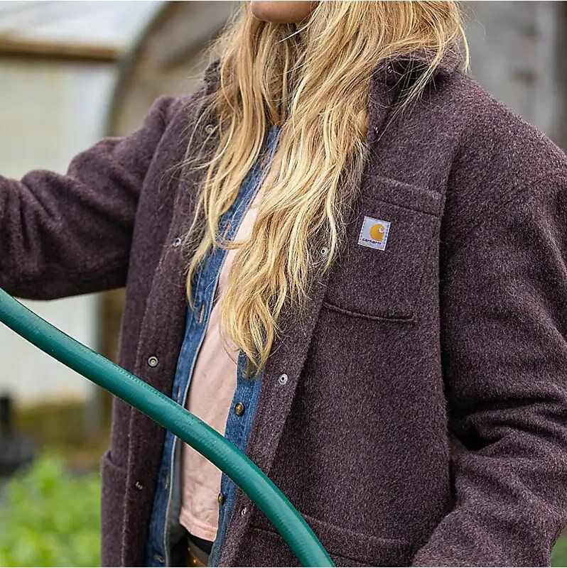 Carhartt Women's Loose Fit Brushed Fleece Shirt Jac in Blackberry Heather