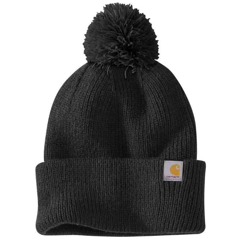 Carhartt Women's Knit Pom-Pom Cuffed Beanie in Black