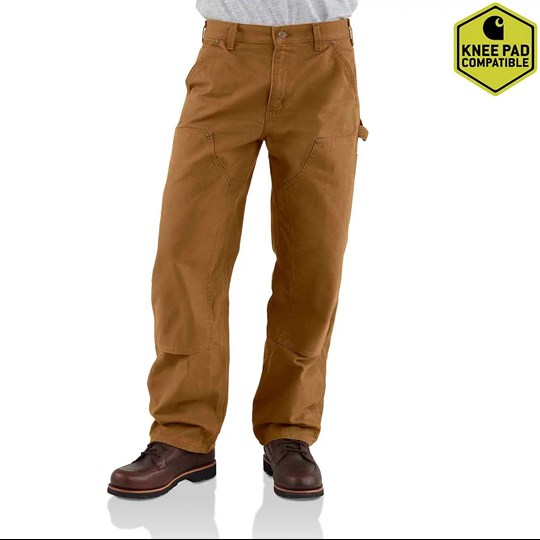 Carhartt Men's Washed Duck Double Front Work Dungaree Pant - 31x34 -  Carhartt Brown