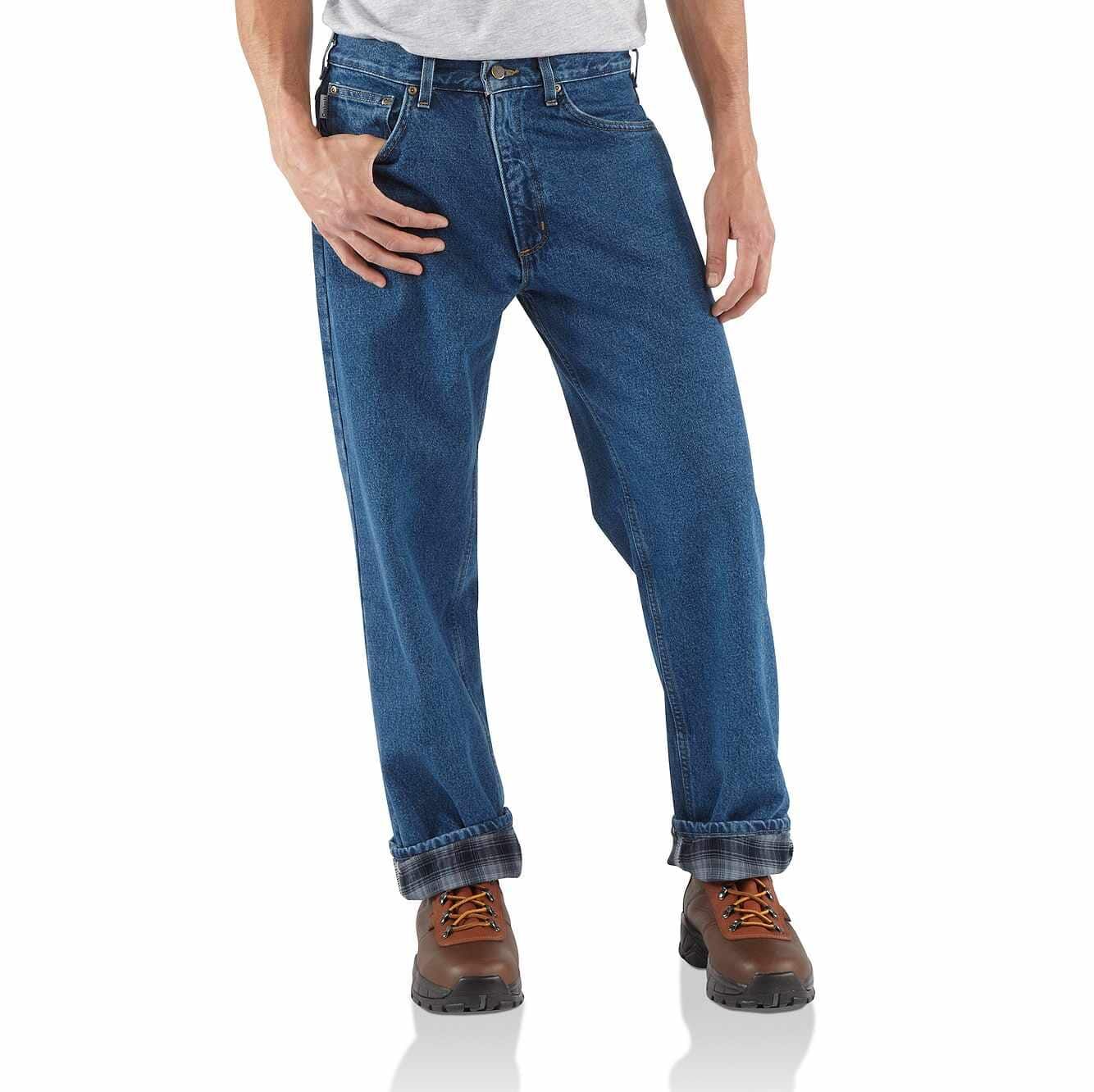 Relaxed-Fit Straight-Leg Flannel Lined Jean