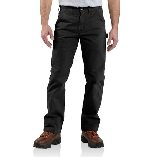 Men's Washed Twill Relaxed Fit Work Pant in Black