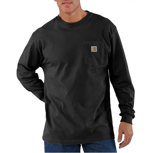 Men's Carhartt Long-Steeve Pocket T-Shirt in Black