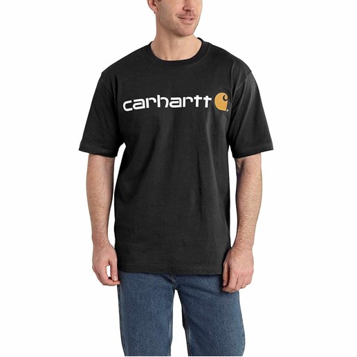 Men's Heavyweight Short-Sleeve Logo Graphic T-Shirt in Black