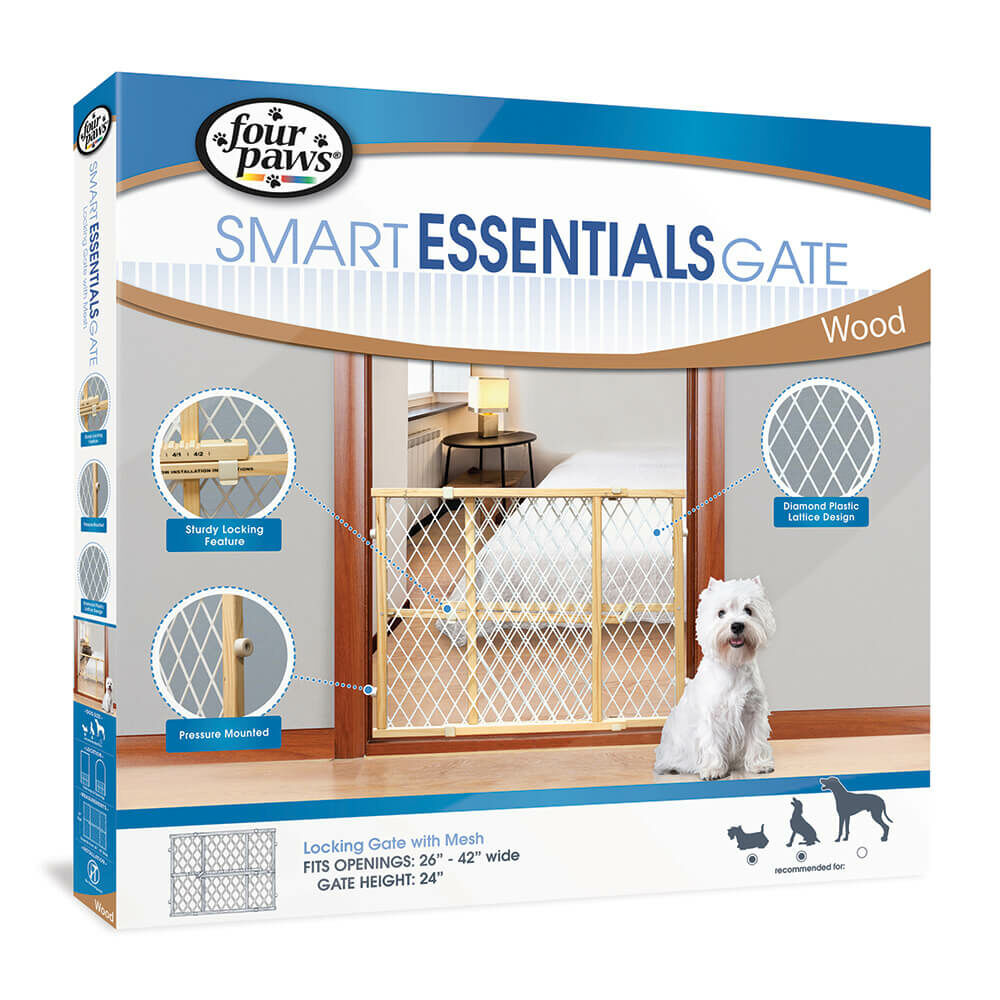 Locking Wood Dog Gate With Mesh