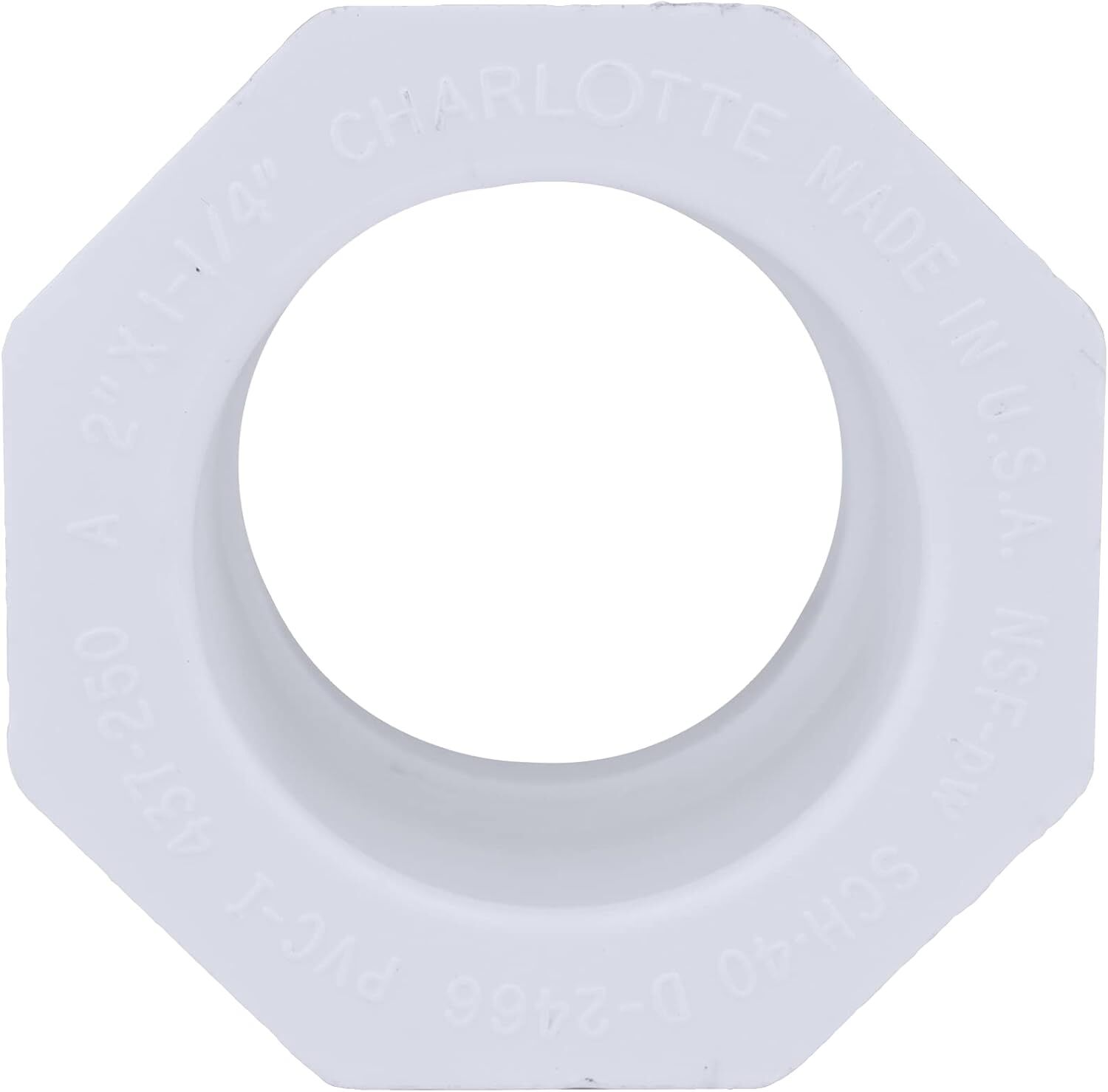 Charlotte Pipe Schedule 40 PVC Reducer Bushing, 2-In Spigot x 1 1/4-In Slip