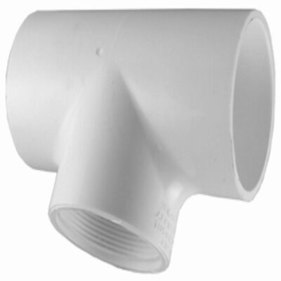 Charlotte Pipe Schedule 40 PVC White Pressure Pipe Reducing Tee, 2-In X 2-In X 1-In