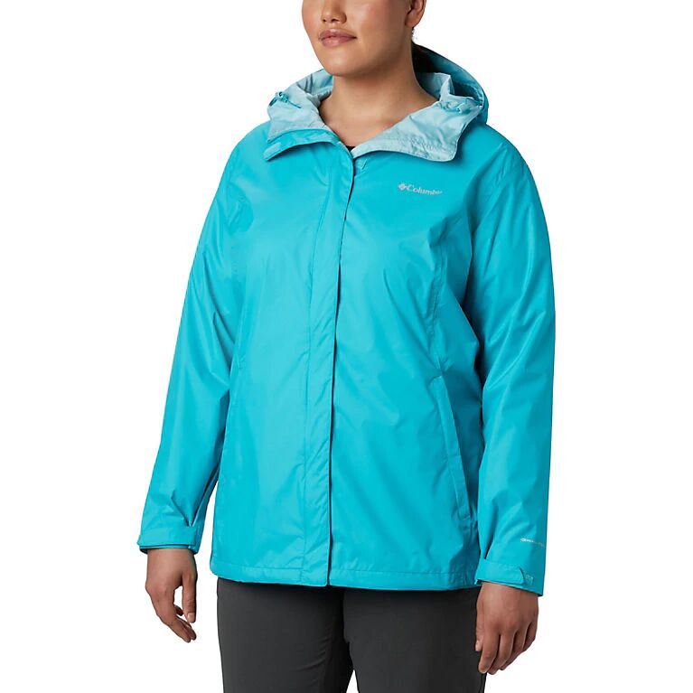 Columbia Womens Plus Size Arcadia II Waterproof Breathable Jacket with Packable Hood White White 1X