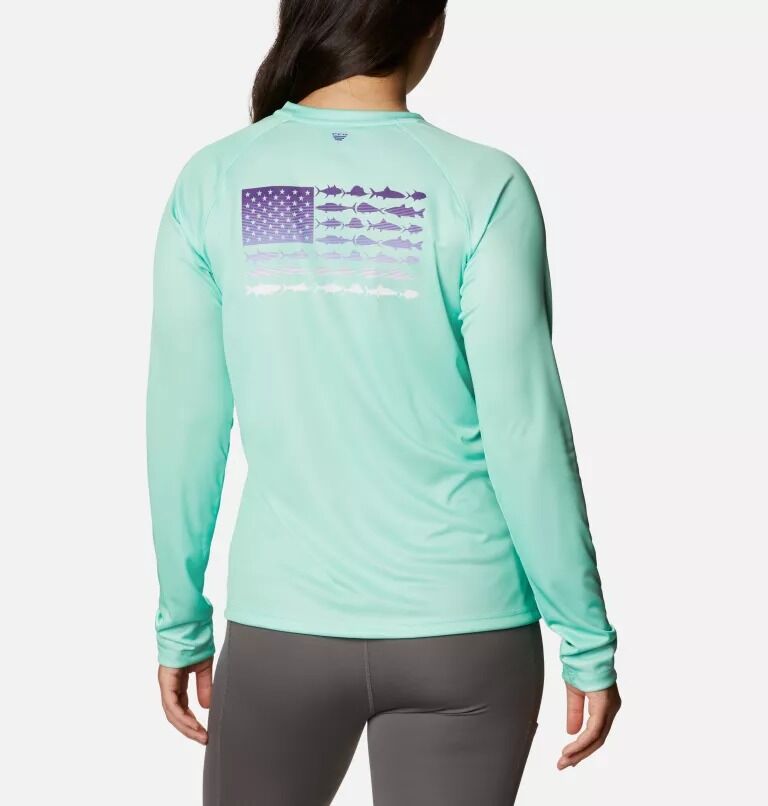 Columbia Women's Tidal Tee PFG Fish Flag Long Sleeve T-Shirt