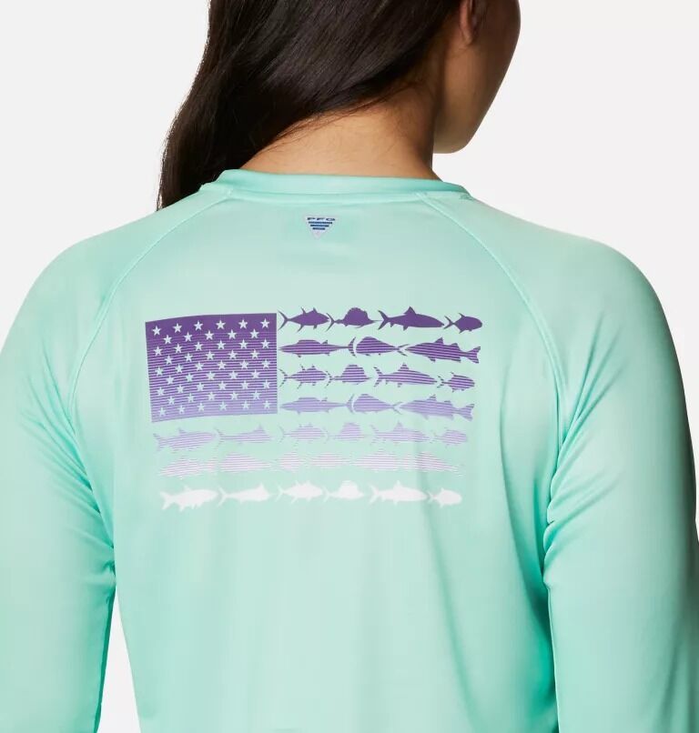 Columbia Women's Tidal Tee PFG Fish Flag Long Sleeve T-Shirt