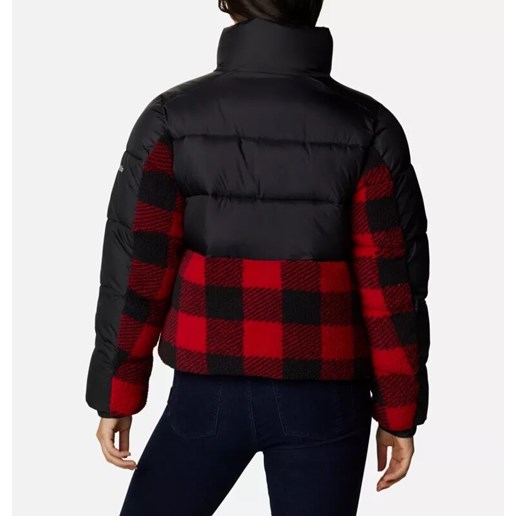 Columbia Women's Leadbetter Point™ Sherpa Hybrid Jacket in Black Red Buffalo Plaid Print