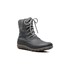Women's Classic Casual Tall Lace Leather Casual Boots in Dark Gray