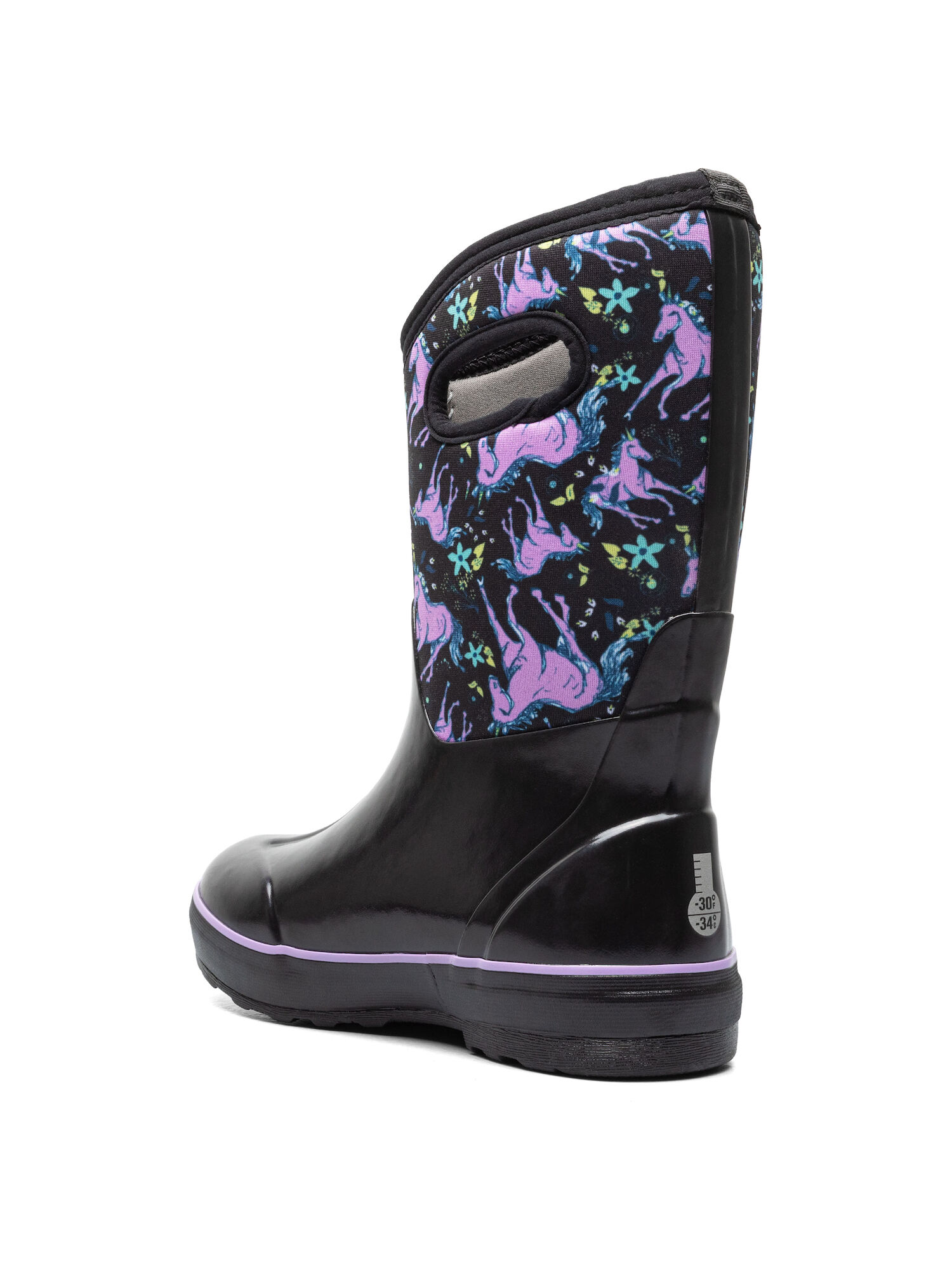 Kid's Classic II Unicorn Insulated Rain Boots in Black