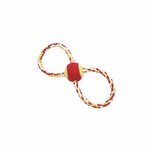 Rascals 12-In Figure 8 Rope Tug With Ball Dog Toy